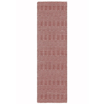 Sloan Modern Duo-Tone Geometric Diamond Hand-Woven Soft-Touch Durable Textured Wool & Cotton Blend Flatweave Marsala Red/Cream Runner-Asiatic Carpets-Rug Love - The Most Loved Rug Store